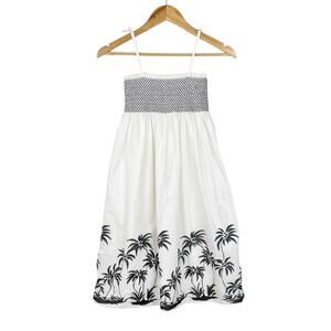 Janie and Jack Cinched Top Palm Tree Print White Maxi Dress Girls Size 12